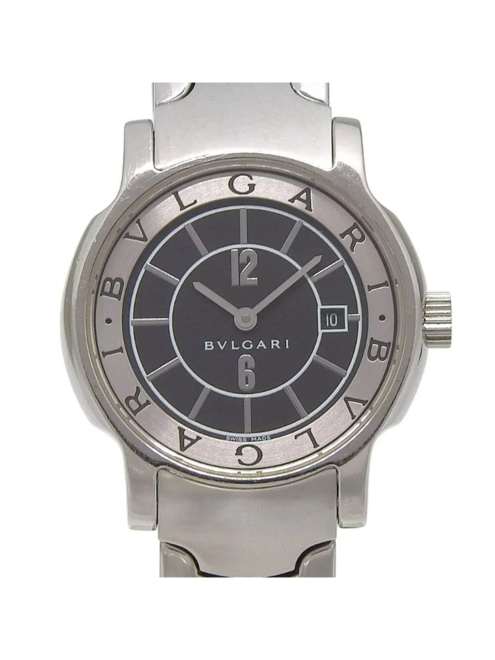 Bvlgari Solo Tempo Stainless Steel Quartz Analog Display Black Dial Watch